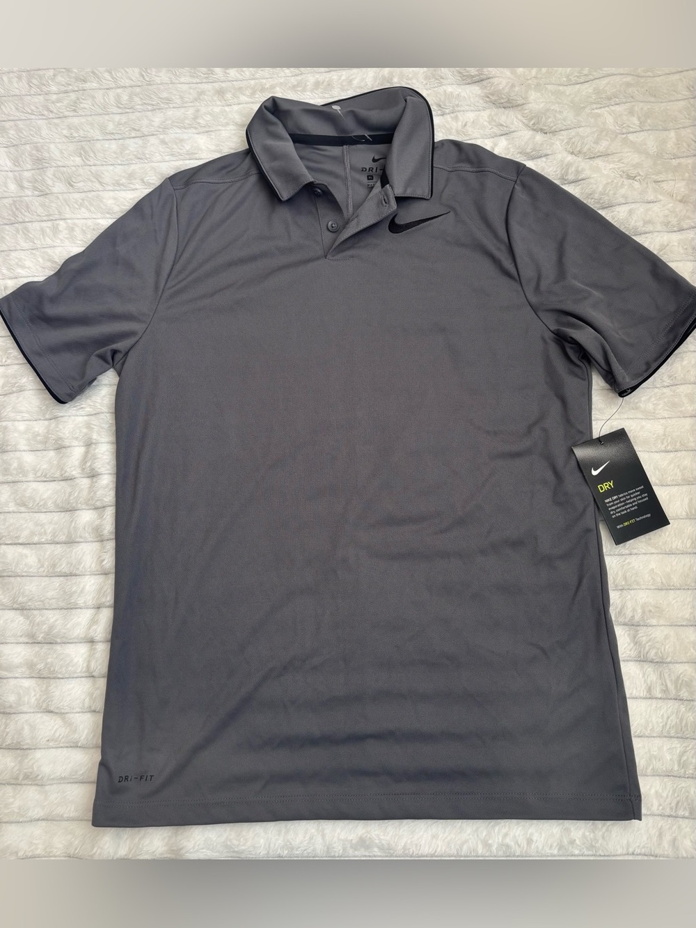 Kids Nike Dark Gray Dri-FIT Polo